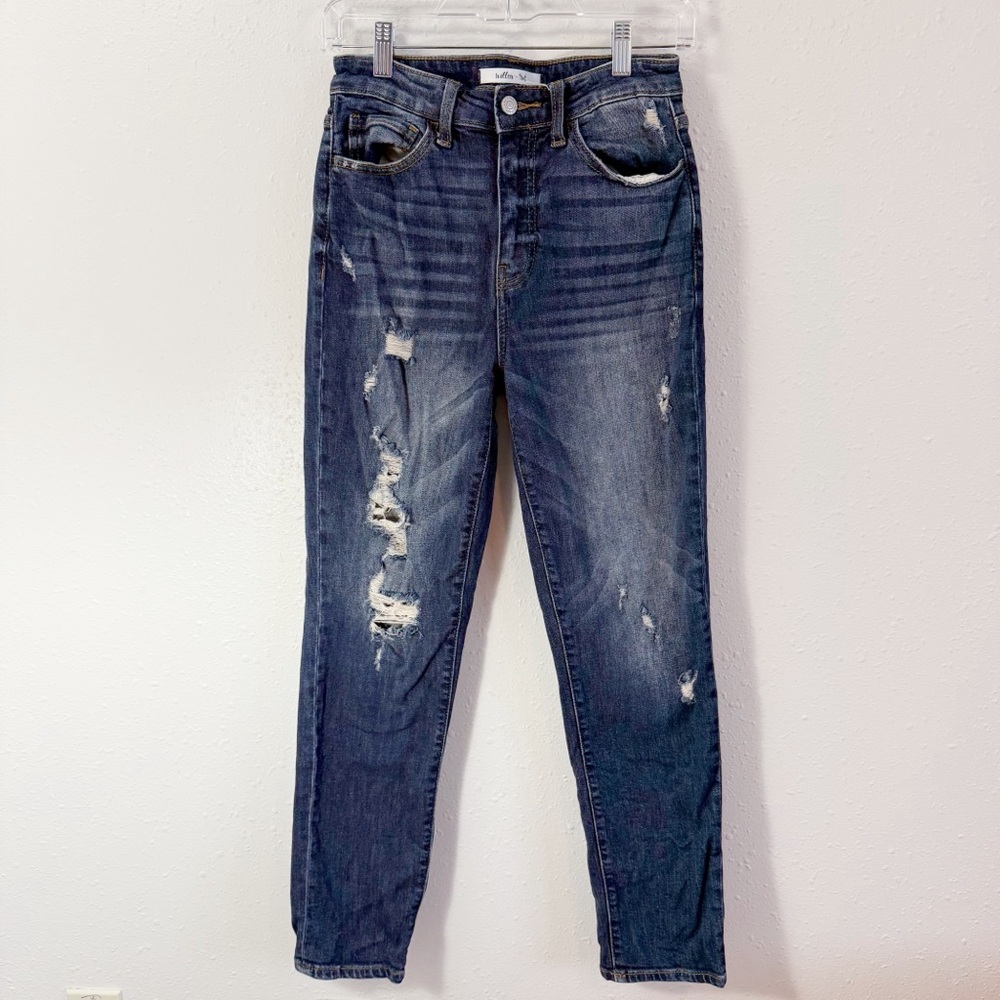Distressed Dark‎ Blue Women's Jeans
